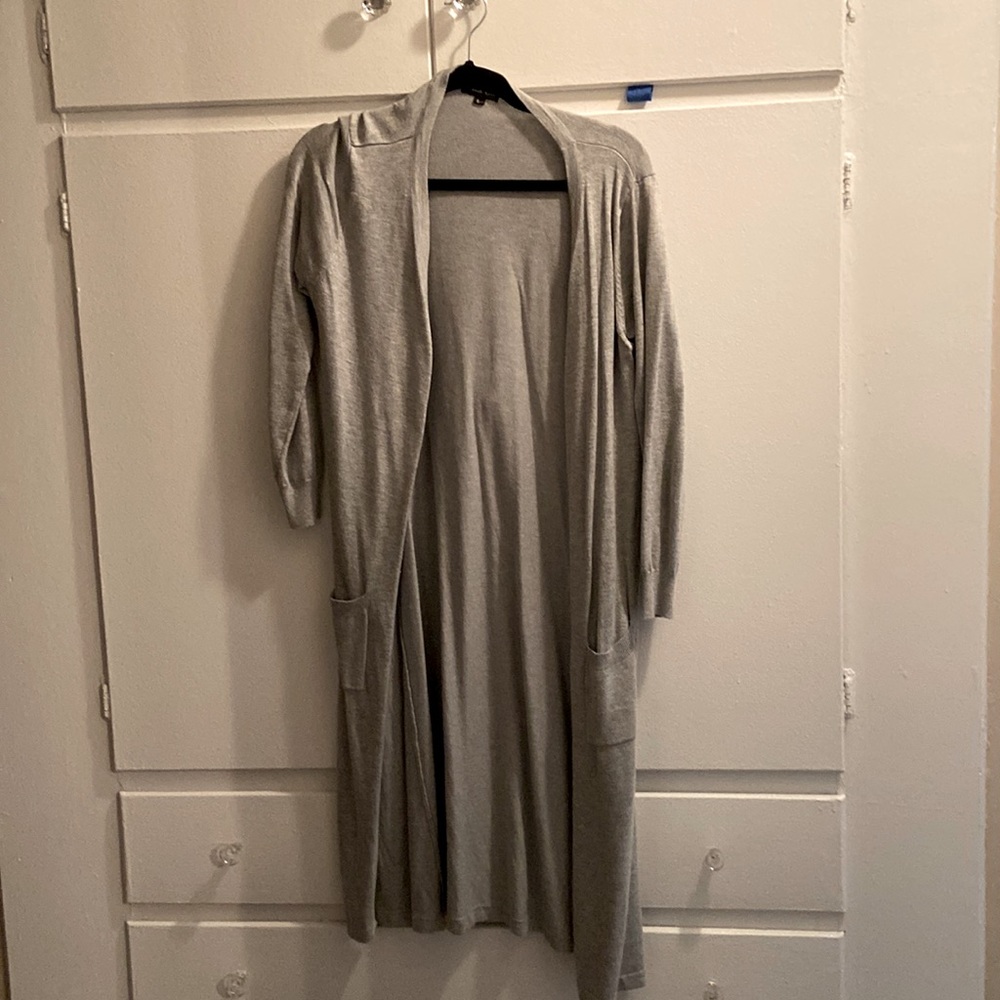 French kiss gray long cardigan with buttons size large
